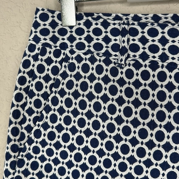 Banana Republic Factory Blue and White Geometric Print Cotton Blend Short Size 6 - Picture 2 of 11